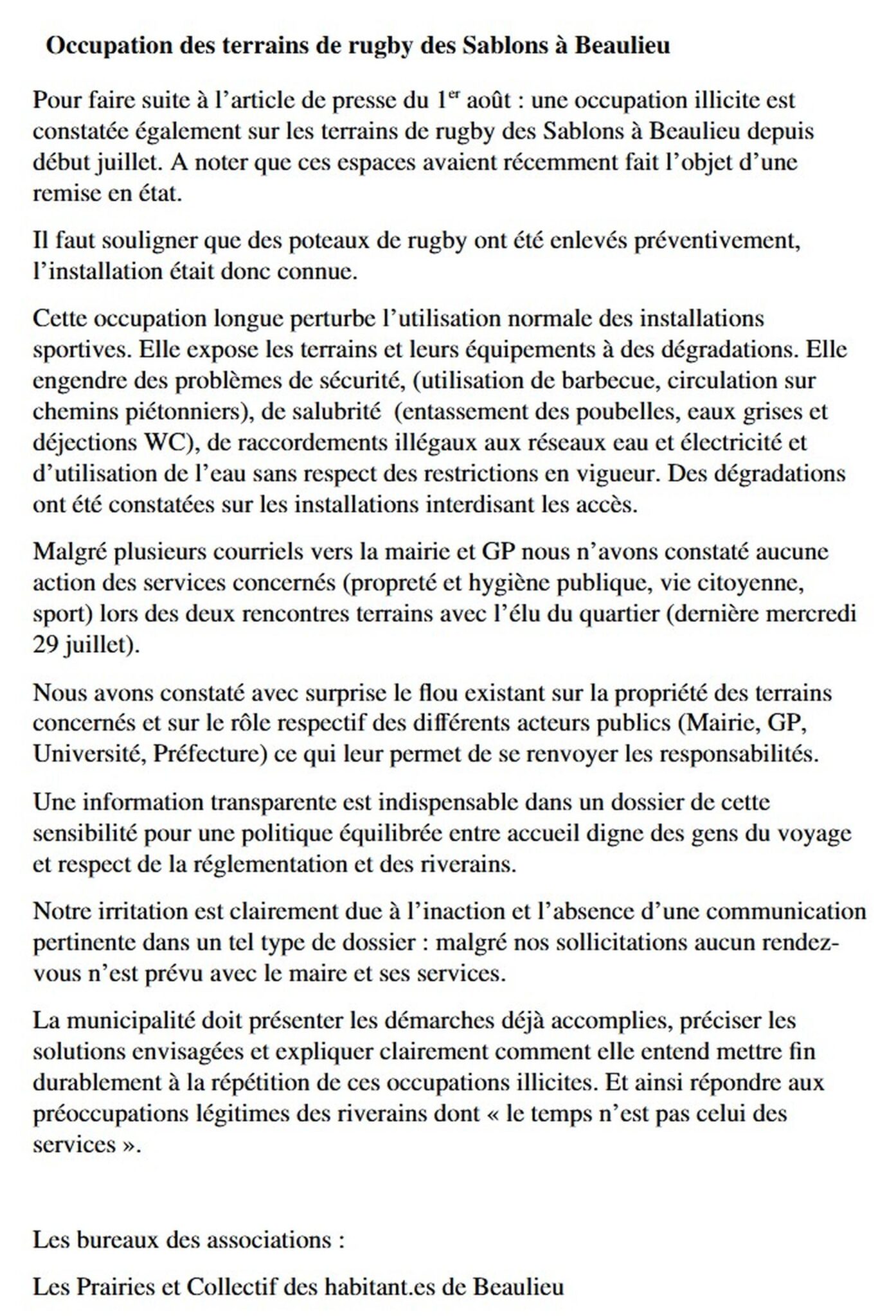 Le communiqué à la presse du 3 août 2026.